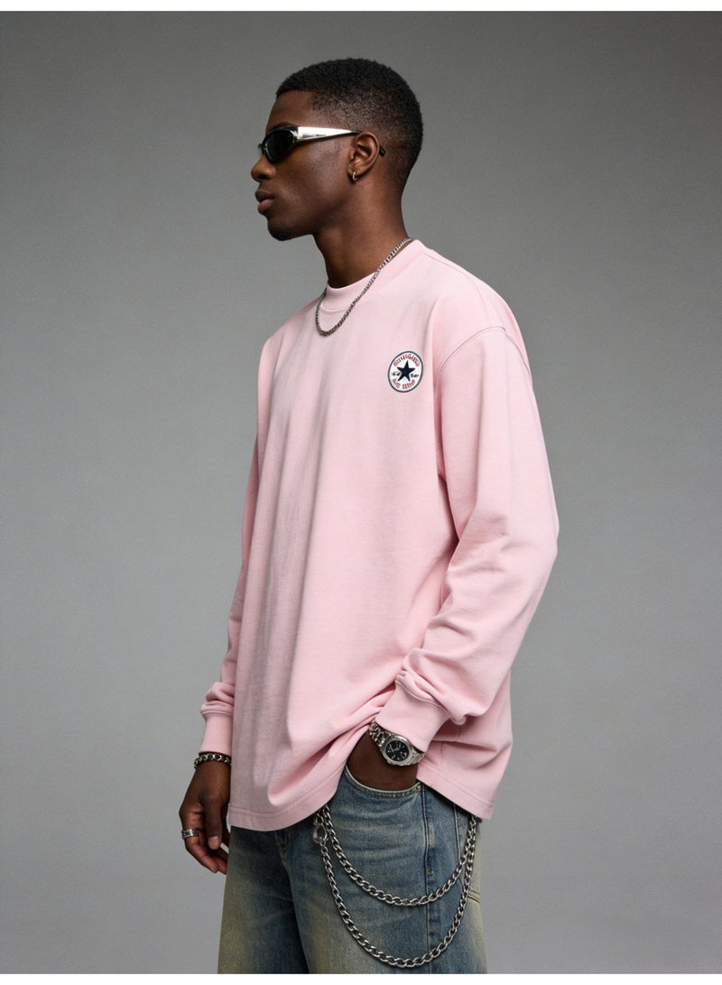 CONVERSE loose casual long-sleeved round neck T-shirt-suitable for both men and women, cotton sports shirt with logo, casual and fashionable street clothes in China. - Image 4